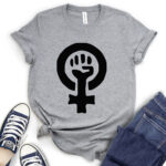strong female symbol t shirt heather light grey
