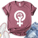 strong female symbol t shirt heather maroon