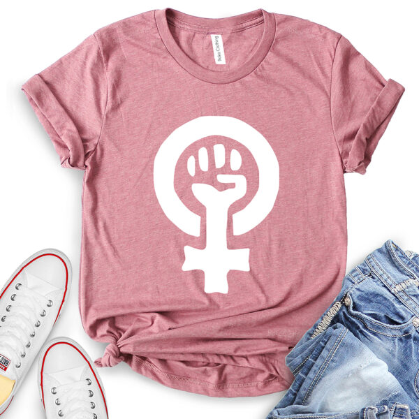 strong female symbol t shirt heather mauve