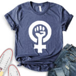 strong female symbol t shirt heather navy