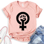 strong female symbol t shirt heather peach
