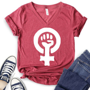 Strong Female Symbol T-Shirt V-Neck for Women