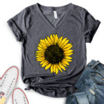 sunflower t shirt v neck for women heather dark grey