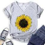 sunflower t shirt v neck for women heather light grey