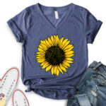 sunflower t shirt v neck for women heather navy