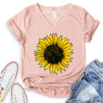 sunflower t shirt v neck for women heather peach