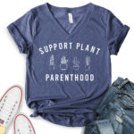 support plant parenthood t shirt v neck for women heather navy