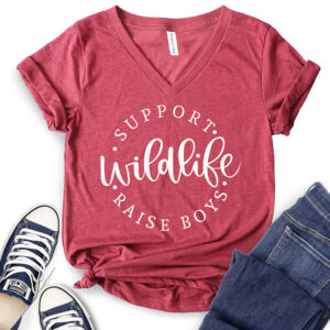 Support Wild Life Raise Boys T-Shirt V-Neck for Women