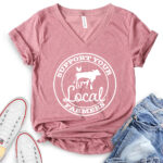 support your local farmers t shirt v neck for women heather mauve