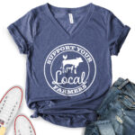 support your local farmers t shirt v neck for women heather navy