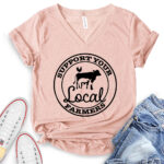 support your local farmers t shirt v neck for women heather peach