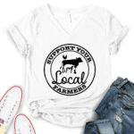 support your local farmers t shirt v neck for women white
