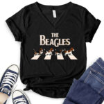 the beagles t shirt v neck for women black