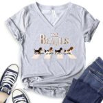 the beagles t shirt v neck for women heather light grey