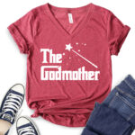 the godmother t shirt v neck for women heather cardinal