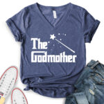 the godmother t shirt v neck for women heather navy