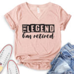 the legend has retired t shirt v neck for women heather peach