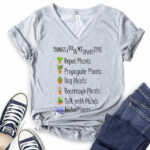 things i do in my spare time plants t shirt v neck for women heather light grey
