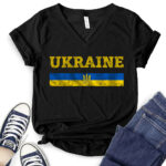 ukraine flag t shirt v neck for women black
