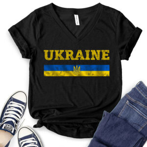 Ukraine Flag T-Shirt V-Neck for Women 2