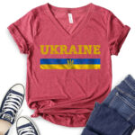 ukraine flag t shirt v neck for women heather cardinal