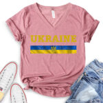 ukraine flag t shirt v neck for women heather mauve