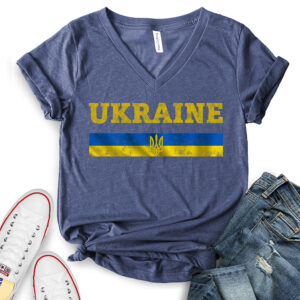 Ukraine Flag T-Shirt V-Neck for Women