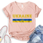 ukraine flag t shirt v neck for women heather peach