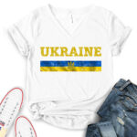 ukraine flag t shirt v neck for women white