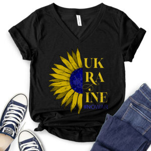 Ukraine No War T-Shirt V-Neck for Women 2