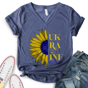 Ukraine No War T-Shirt V-Neck for Women