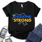 ukraine strong t shirt v neck for women black