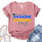 ukraine strong t shirt v neck for women heather mauve