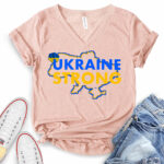 ukraine strong t shirt v neck for women heather peach