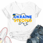 ukraine strong t shirt v neck for women white