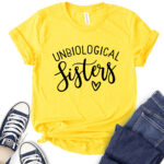 unbiological sisters t shirt for women yellow