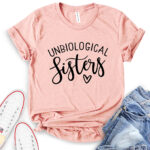 unbiological sisters t shirt heather peach