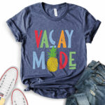 vacay mode t shirt for women heather navy