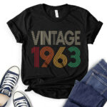 vintage 1963 t shirt v neck for women heather black