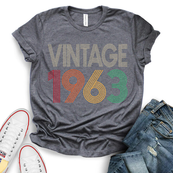 Vintage 1963 T-Shirt - 60th Birthday Gift Idea - heather dark grey