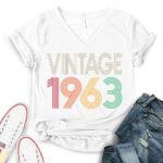 vintage 1963 t shirt v neck for women white