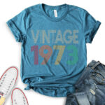 Vintage 1973 t-shirt for women heather deep teal