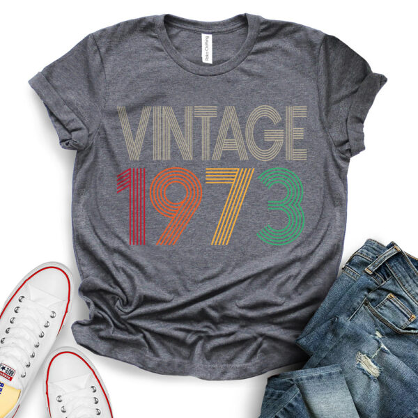 Vintage 1973 T-Shirt - 50th Birthday Gift Idea - heather dark grey