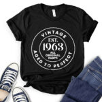 vintage est 1963 t shirt for women heather black