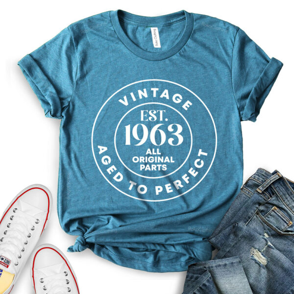 Vintage Est 1963 T-Shirt for Women - 60th Birthday Shirt - heather deep teal