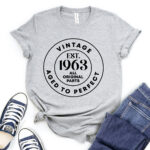 vintage est 1963 t shirt for women heather light grey
