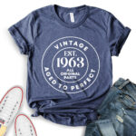 vintage est 1963 t shirt for women heather navy