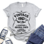 Vintage well aged 1963 t-shirt for women heather light grey