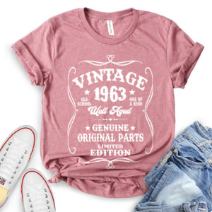 Vintage well aged 1963 t-shirt for women heather mauve