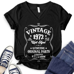 Vintage Well Aged 1972 T-Shirt V-Neck for Women 2
